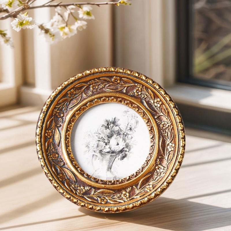 Resin Art Photo Frame - Cornice per foto rotonda in bronzo