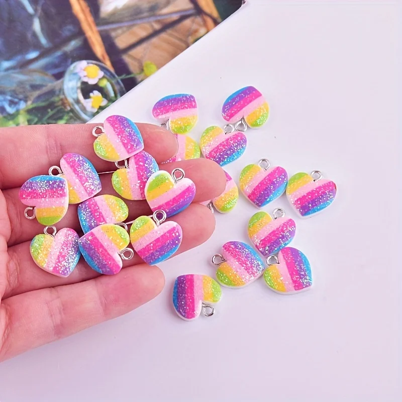 Resin Art Heart - 10 Pezzi Ciondoli a Cuore in