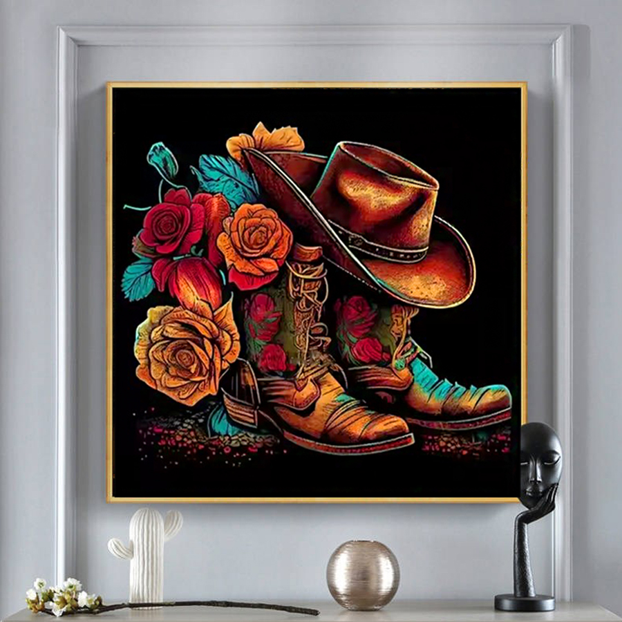 Resin Art For Rose - Cappello da cowboy Stivali Kit di
