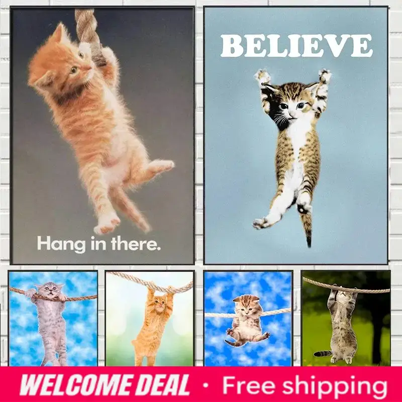 Resin Art Wall Decor - Poster Yoga con Gatto Carino 'Hang