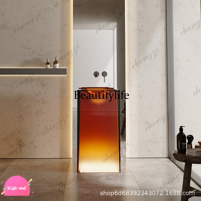 Resin Art Floor - Lavabo a colonna in resina trasparente