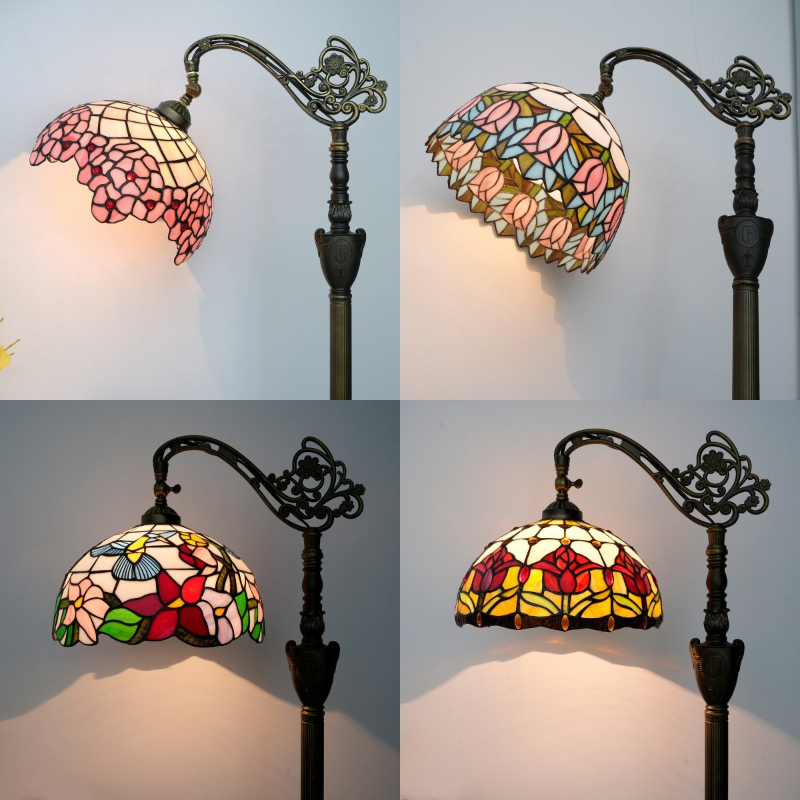 Resin Art Floor - Lampade da Terra Tiffany con Fiori,