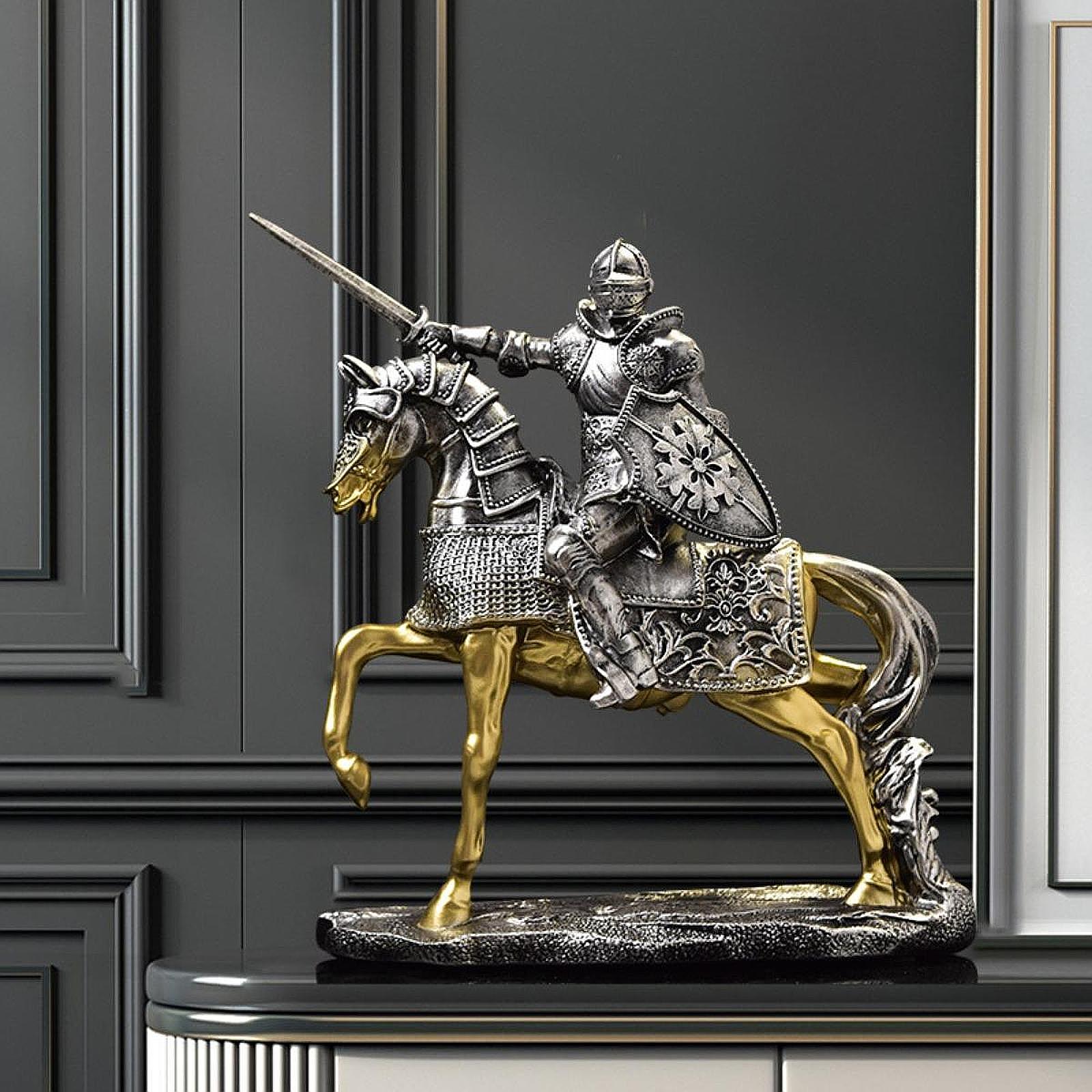 Resin Art Table Top - Statua del cavallo del cavaliere Pezzo